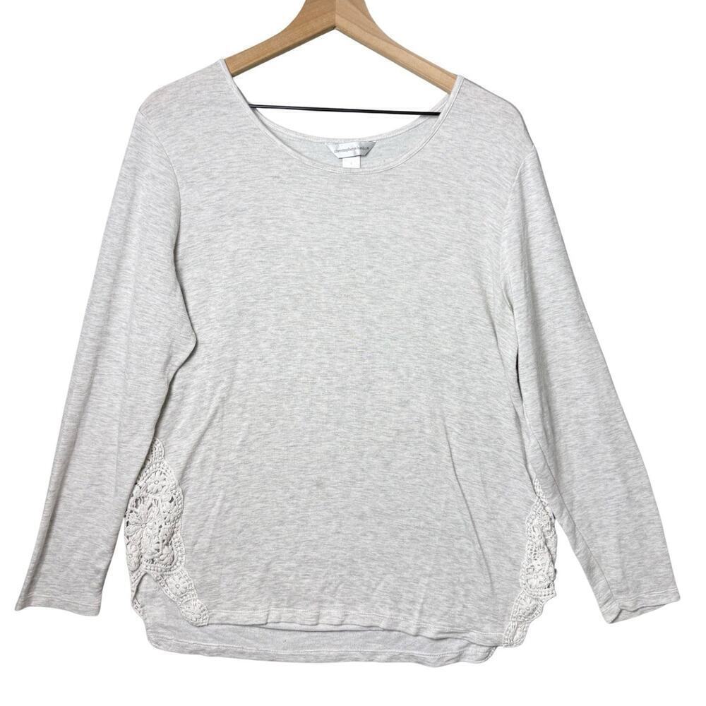 Christopher & Banks Sweater Ivory Pullover Ribbed Side Lace Detail Women’s L
